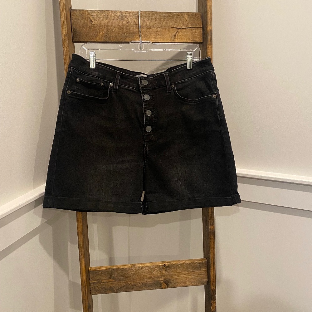 Lauren Conrad Black Button-Up Jean Shorts